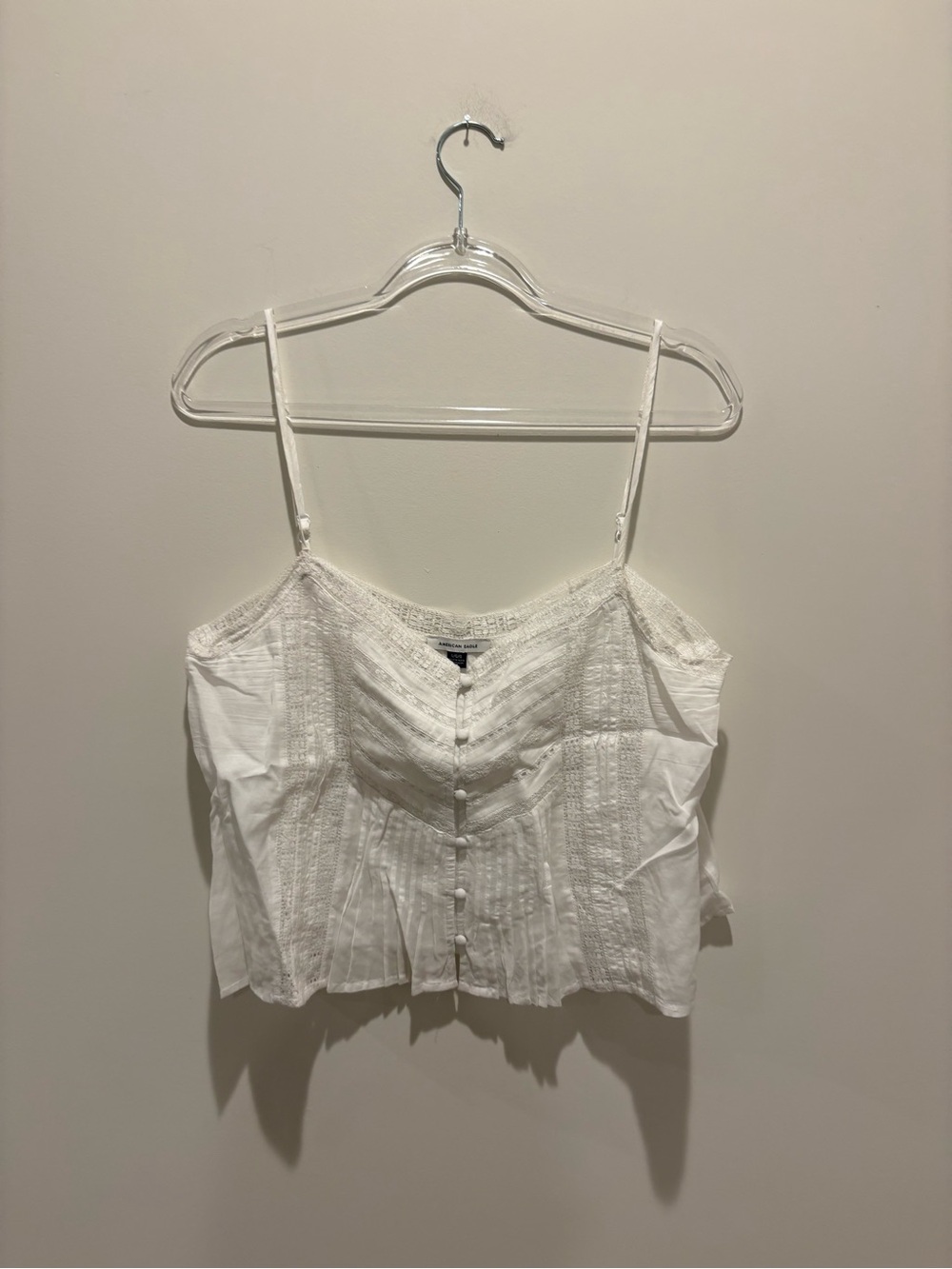 American Eagle Outfitters White Lace-Trim Button Front Cami
